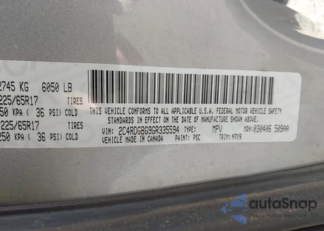 2016 Dodge Grand Caravan Se Plus z USA, uszkodzony, nr VIN 2C4RDGBG9GR335594